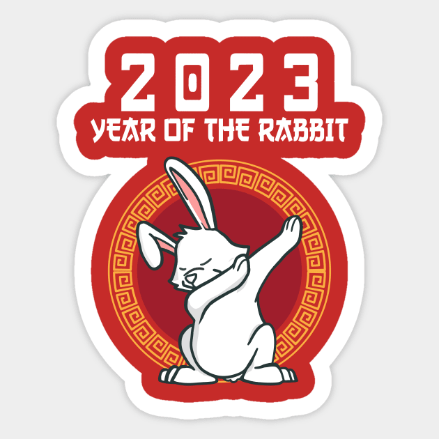 Dabbing Rabbit Year Of The Rabbit Chinese New Year 2023 Sticker by Jhon Towel